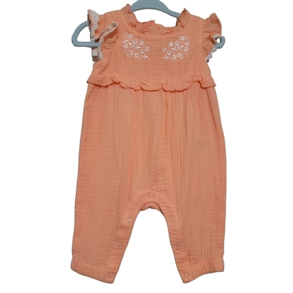 Cat & Jack Peach Snap Girls Romper Size 0-3 Months - Picture 1 of 7